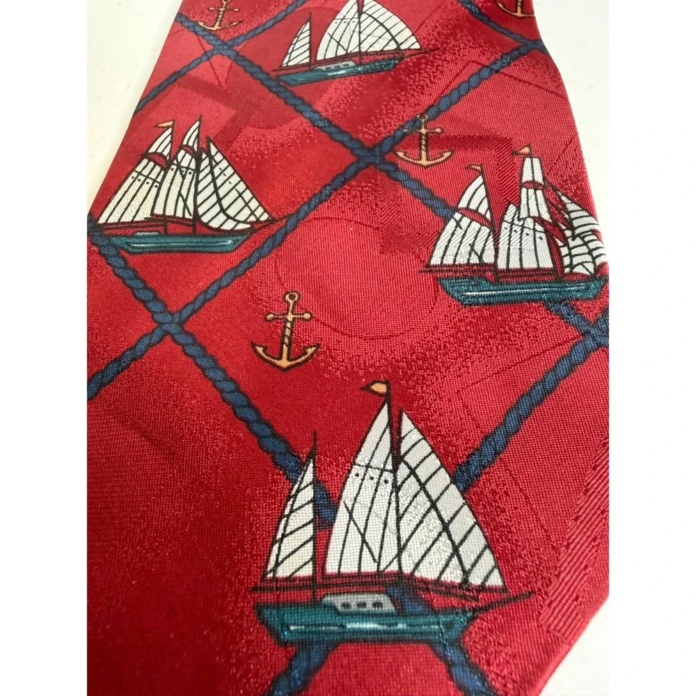 Captain‎ of My Heart Sailboat Anchor Necktie Red Nautical Tie Thinking of You